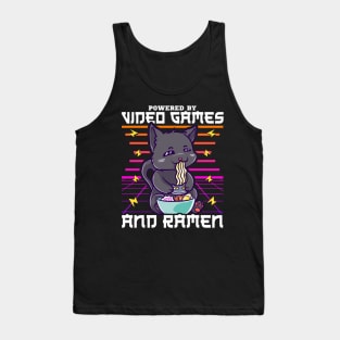 Powered By Video Games & Ramen Anime Cat Tank Top